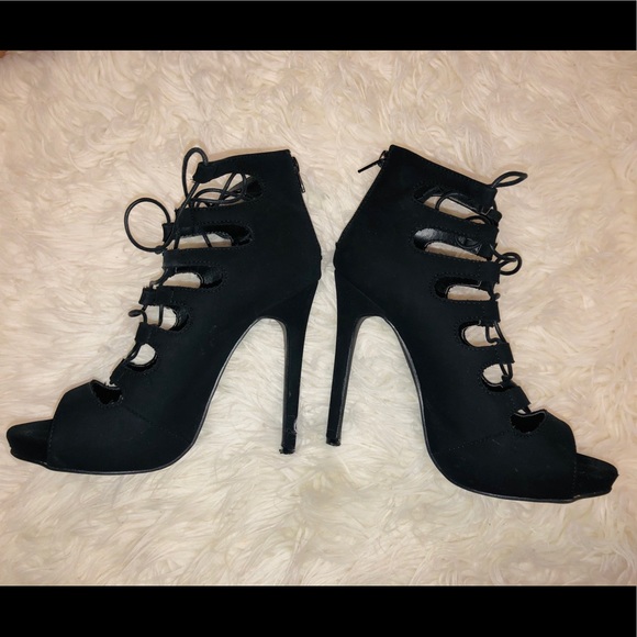 Black Strapped Heels - Picture 2 of 2